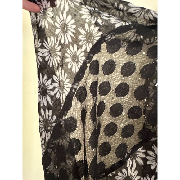 Lace Daisy Whimsigoth Black Sparkle Floral Sheer Infinity Scarf Y2K 90s Fairy - Picture 9 of 9